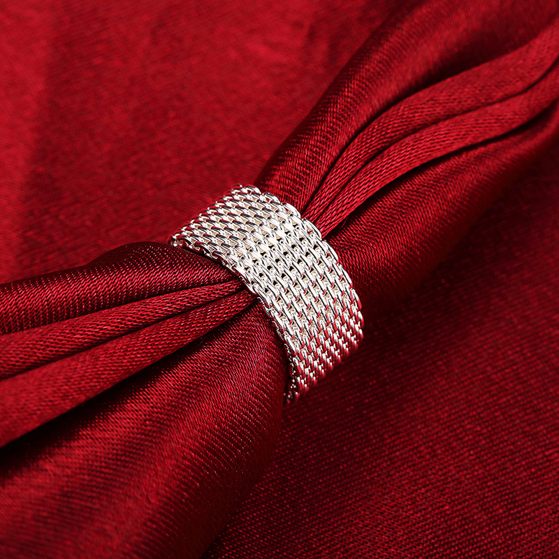 Anillo de red entrelazado de VENUS Sier de plata esterlina para mujer, joyería de compromiso de boda con encanto a la moda, venta al por mayor_voghion.com