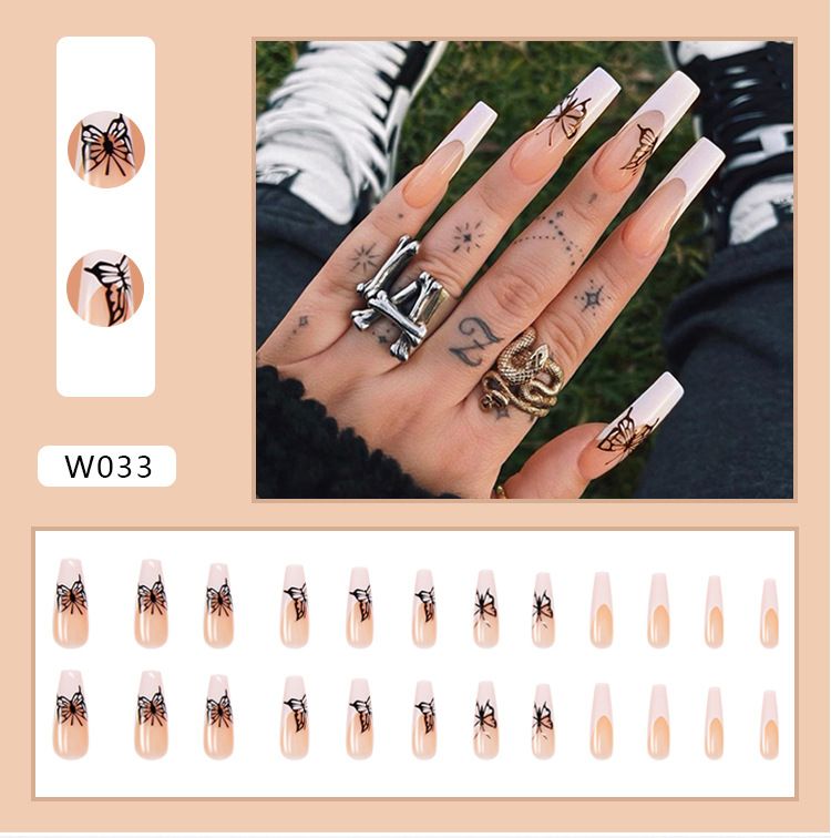 Nail Art Lunga armatura da balletto Farfalla Unghie Manicure Finite Patch Unghie Press On_voghion.com