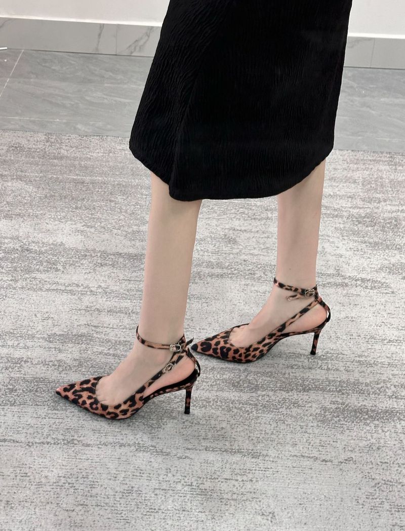Talons hauts pointus imprimé léopard, boucle en un mot, tempérament français féminin, pieds non fatigués, stiletto sexy_voghion.com