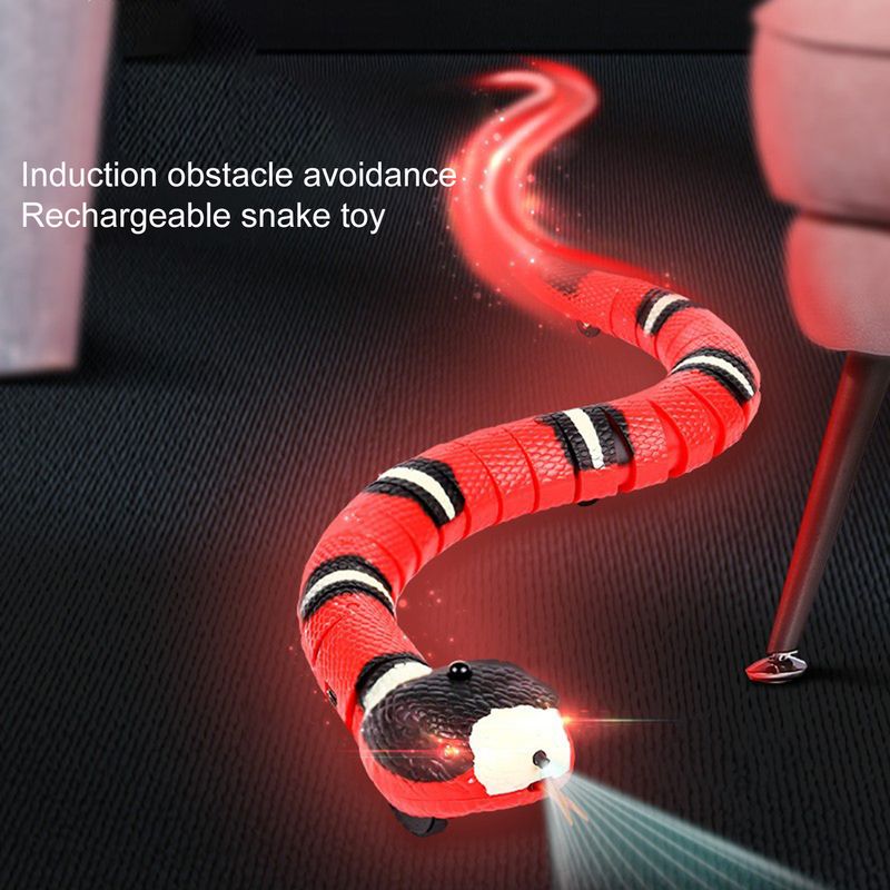Guangying Snake Cat Toy Snake Shape S-Shaped Moving Flick Tongue Swing Tail Snake Obstacles Escape Interactive Smart Sensing Snake Tease Toy_voghion.com