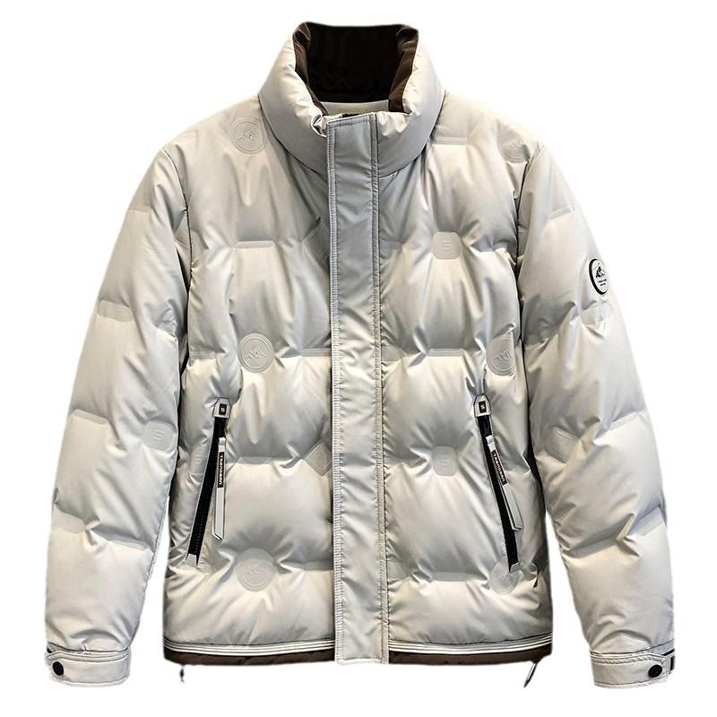 Piumino invernale da uomo in stile giapponese, giacca casual da uomo con collo alto, piumino d'anatra bianco, spesso, caldo, antivento, da sci_voghion.com