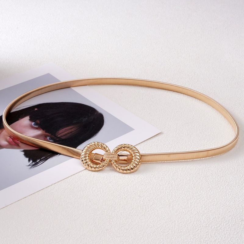 Catena elastica a molla con fibbia a doppio anello in metallo da donna per abiti e cappotti, decorazione semplice ed elegante per la vita_voghion.com