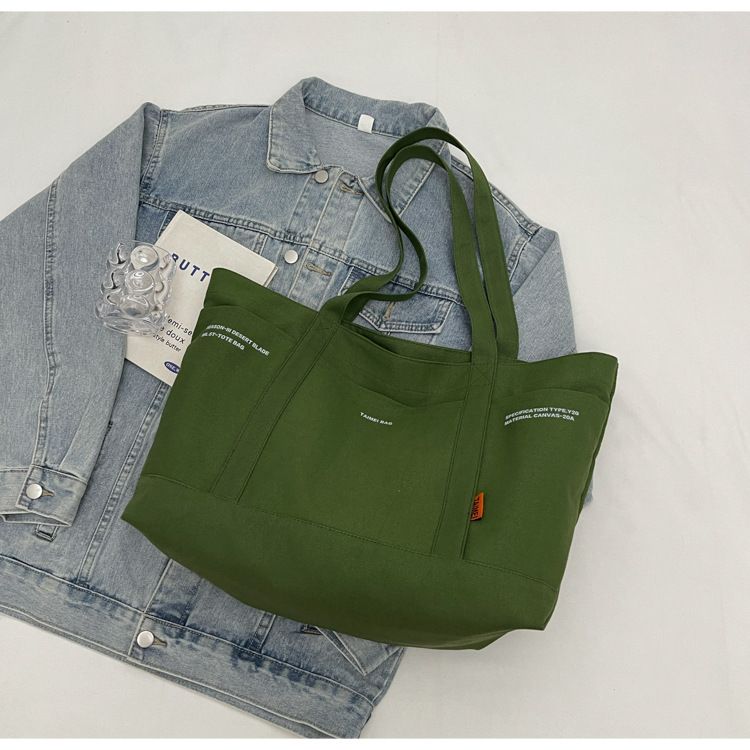 Female Slouchy Large Capacity Canvas Bag Tote Commuter Bag Premium Sense Shoulder Rest_voghion.com
