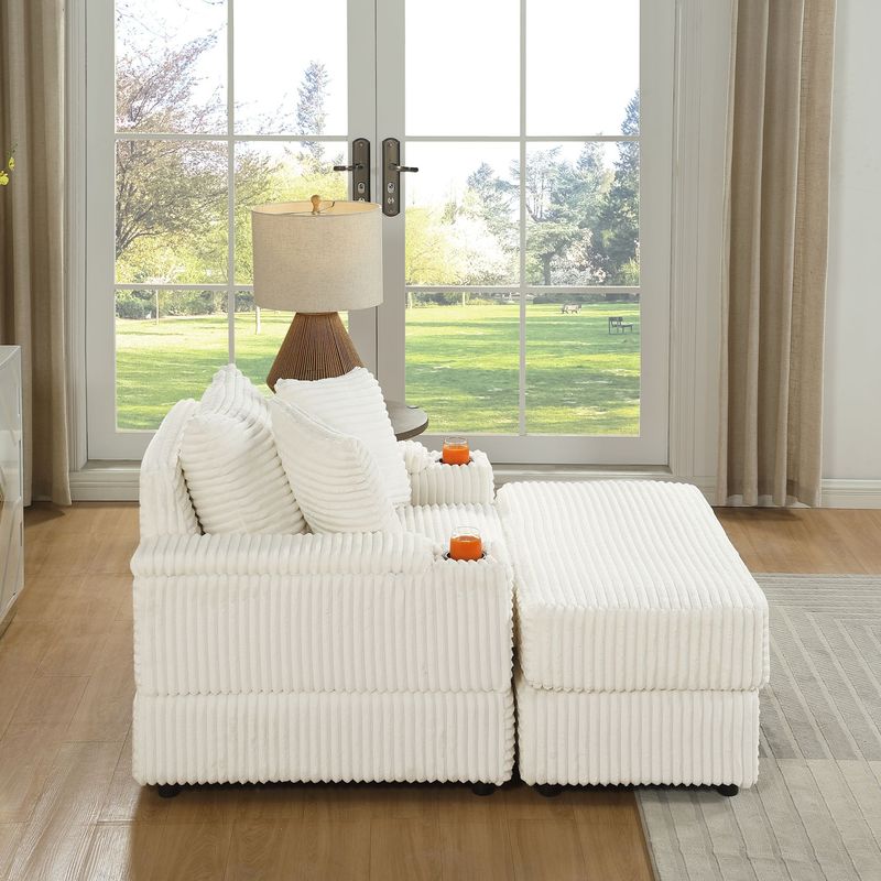 sofa With 2 Toss Pillows And A Ottoman ,Comfy Sofa- Deep Seat Couch For Living Room_voghion.com