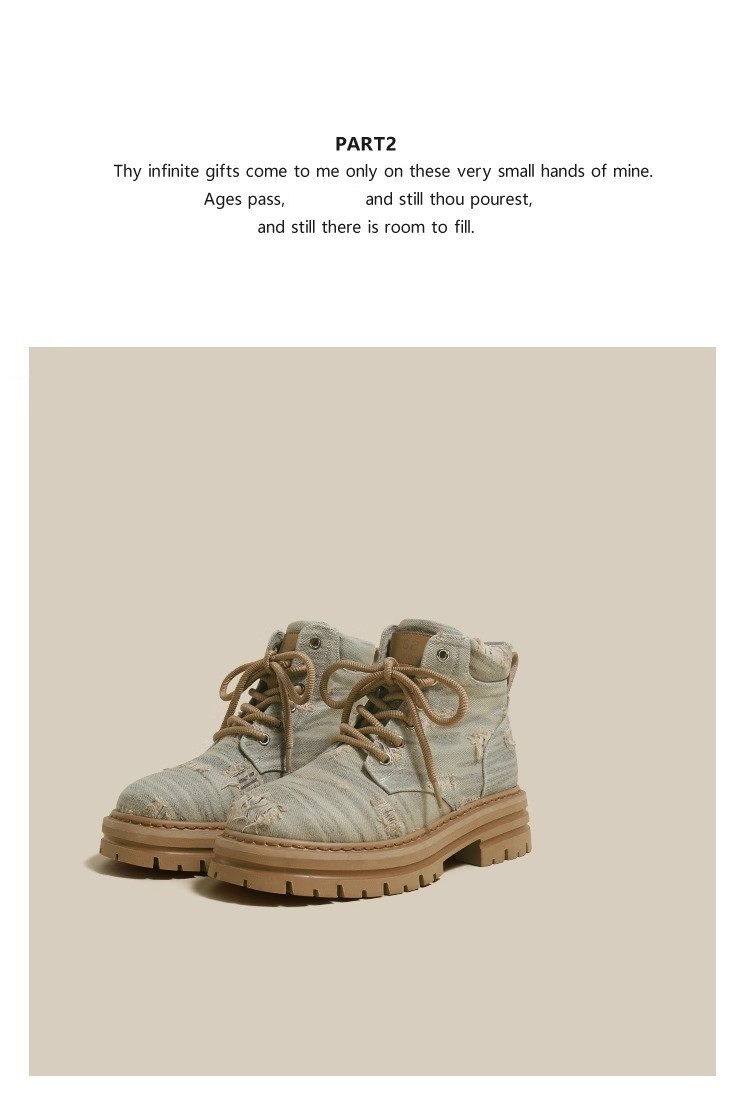 Ruoji cizme Martin cu talpă groasă, cizme scurte respirabile pentru femei, cu talpă groasă, retro din denim, secțiune subțire_voghion.com