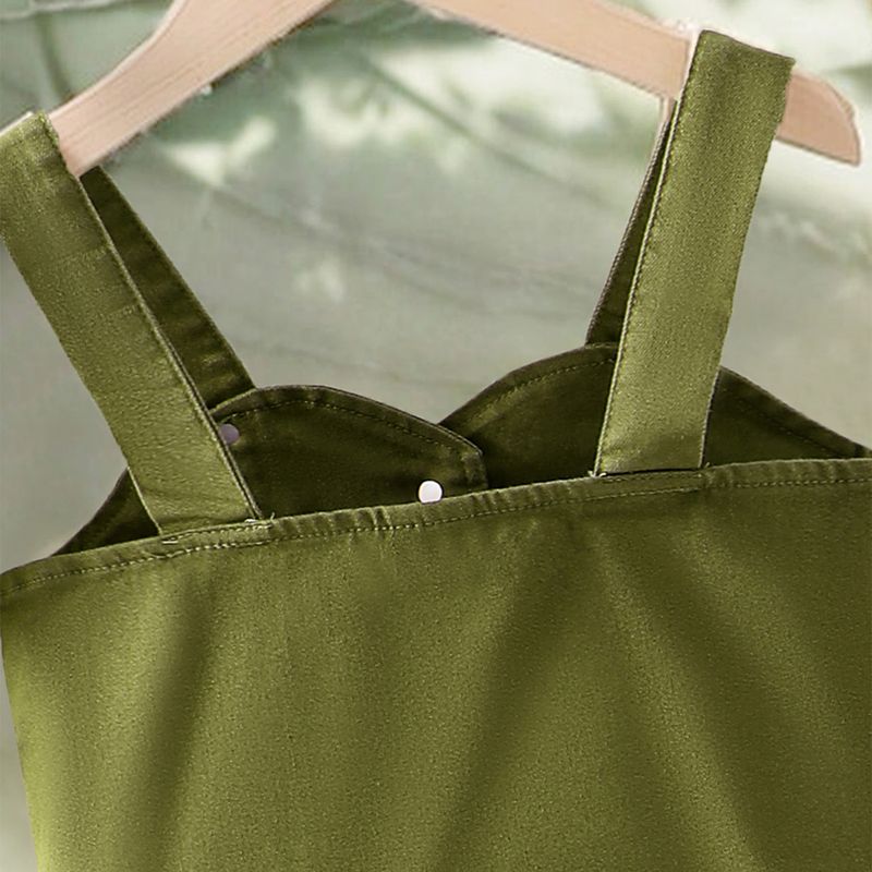 Traje de trabajo para madres e hijos, para niñas, color liso, con tirantes y botonadura sencilla, de mezclilla, talla pequeña y mediana, de dos piezas._voghion.com