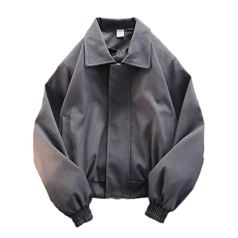 Veste de sport à épaules larges et revers nets pour hommes et femmes, haut de veste ample et polyvalent pour l'automne_voghion.com