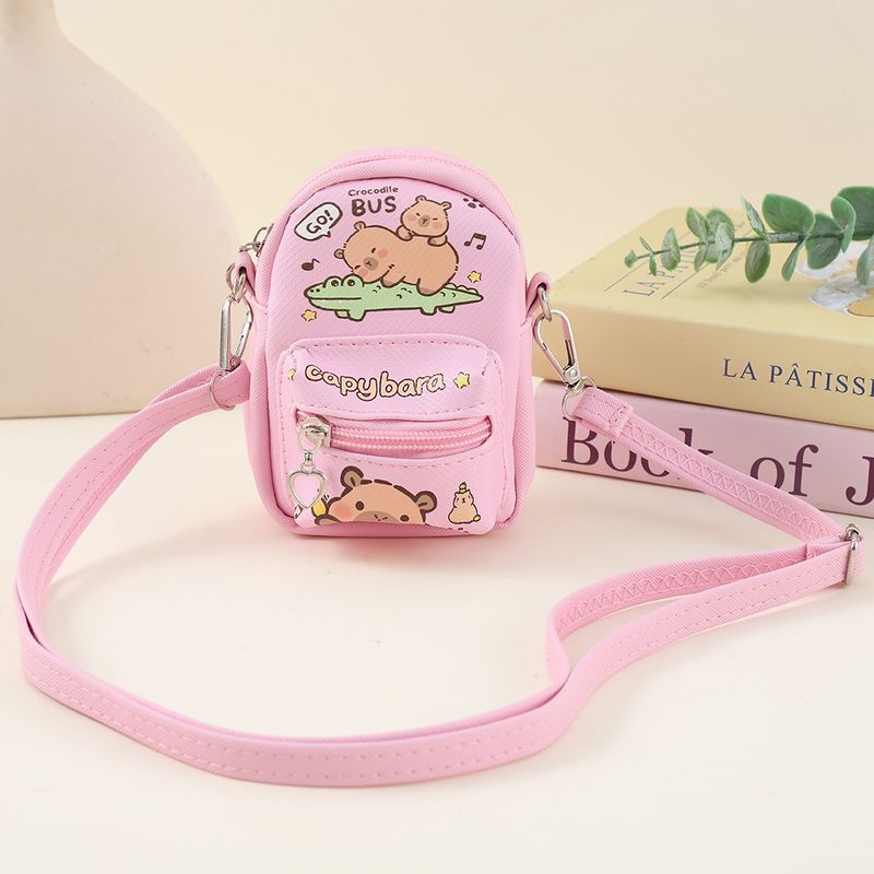 Versão coreana Ins Mochila de estudante Capibara Moeda Fone de ouvido Alto valor Passeio Pequena bolsa de armazenamento portátil_voghion.com