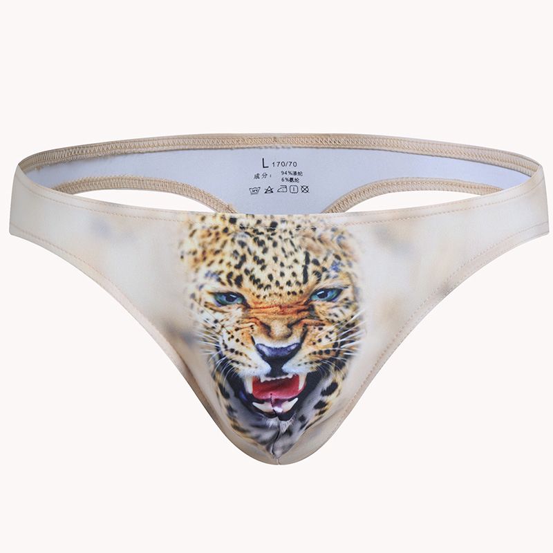 Men's Sexy Low Waist Printed U Convex Pouch Three-Dimensional Space T-Pants Thong_voghion.com