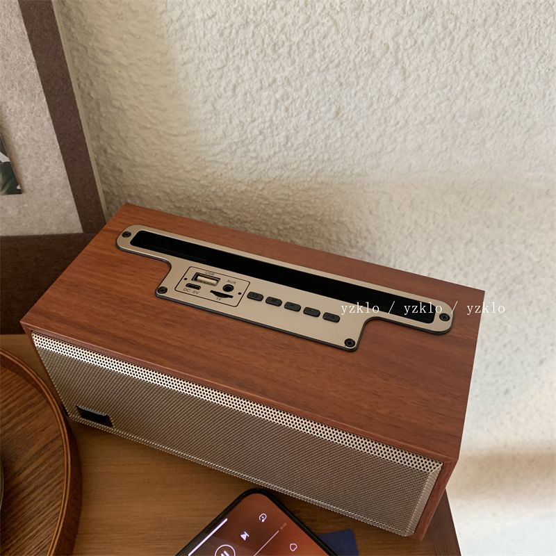 Altoparlante portatile senza fili in legno per esterni con disco U._voghion.com
