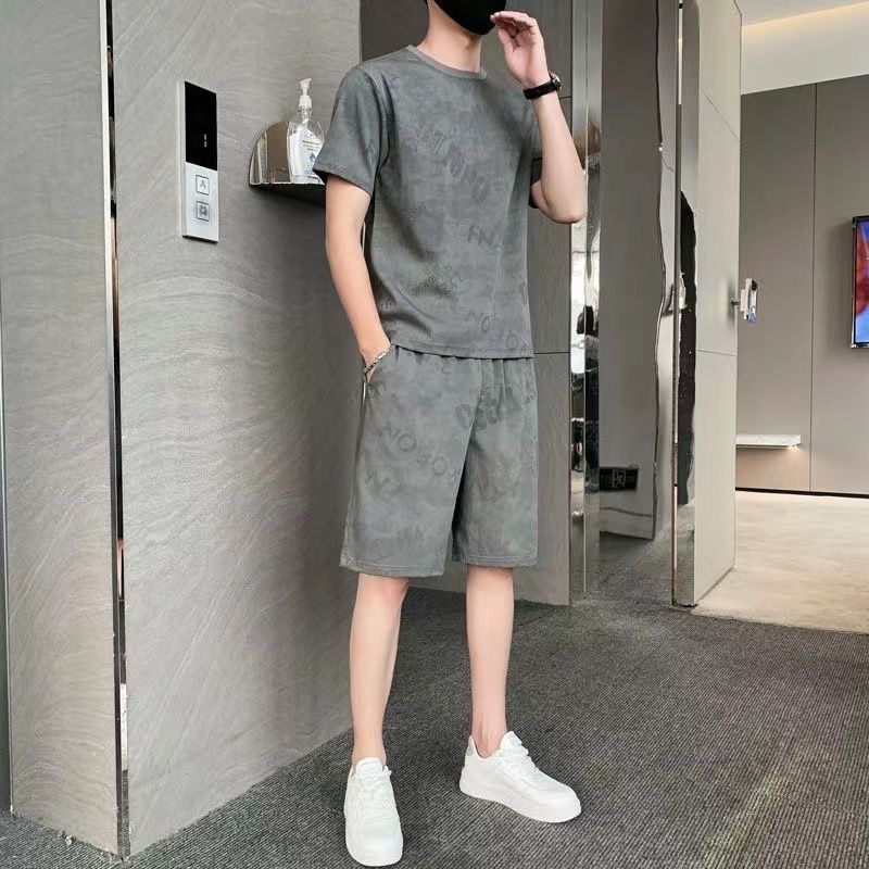 Maglietta a maniche corte da uomo, stile coreano, trendy e alla moda, in seta ghiacciata, casual e sportiva._voghion.com