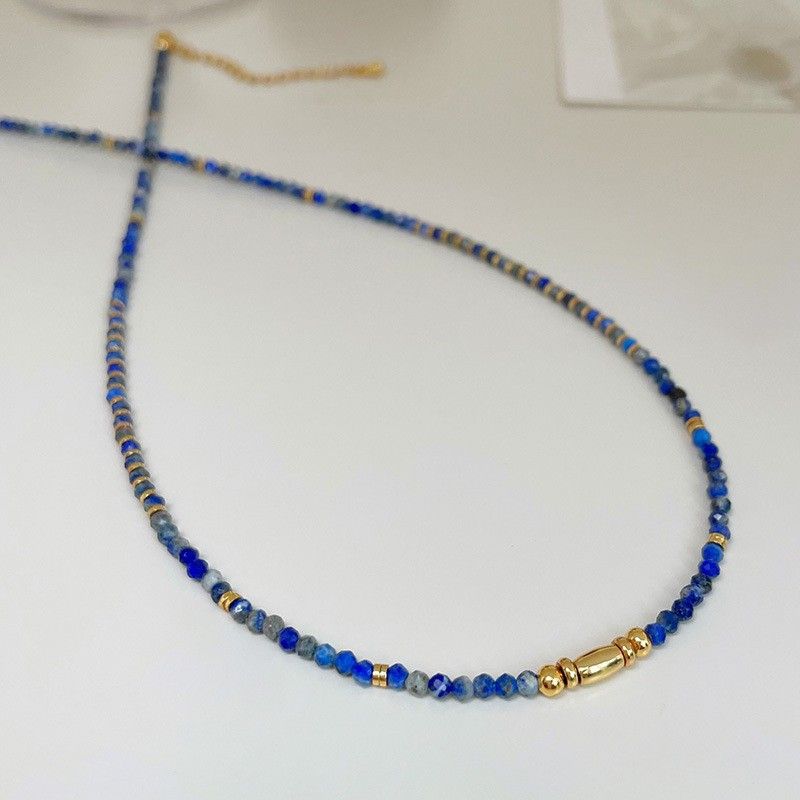 Fashionable, Light Luxury, Minimalist Lapis Lazuli Bead Necklace, Exquisite High-end In Spring And Summer, Natural Stone_voghion.com