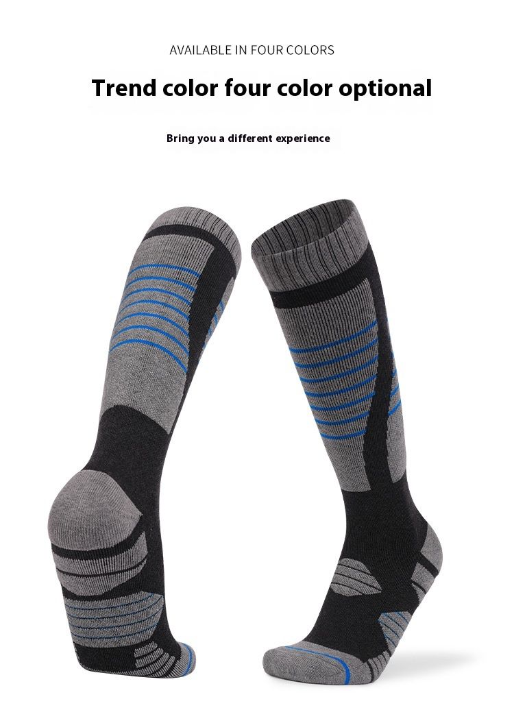 Dva trápení Pánské lyžování Venkovní teplý ručník Spodní tlustý sportovní pot absorbující dlouhá trubice bavlněná ponožka_voghion.com