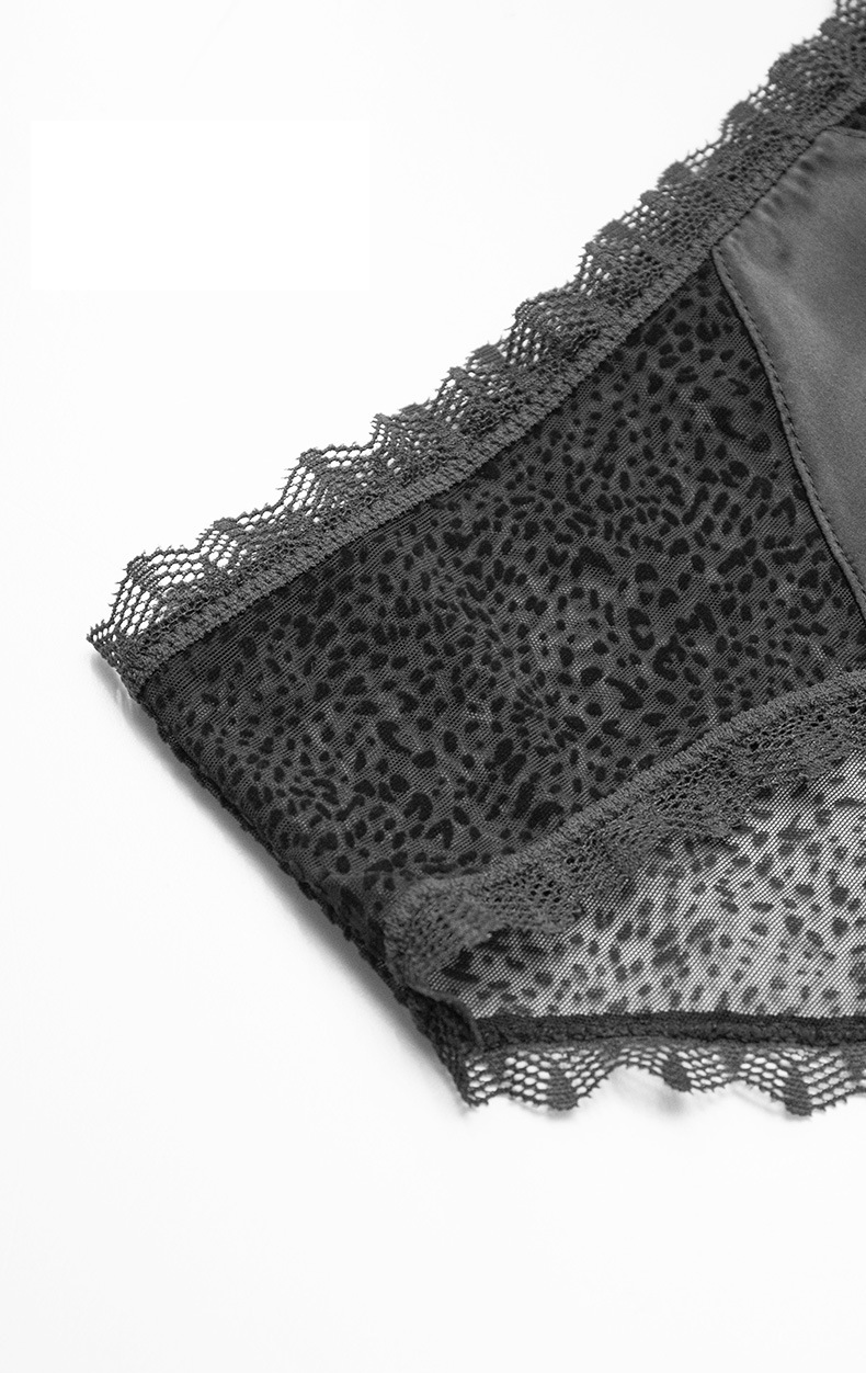 Abbigliamento da donna Sexy reggiseno a rete ultrasottile affollato stampa leopardata prospettiva tentazione biancheria intima da donna grande petto mostra piccolo reggiseno push-up_voghion.com