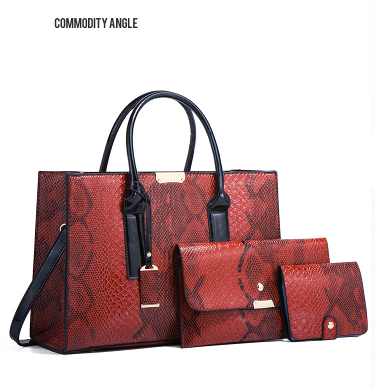 Komplet torbic za ženske, ženska torba iz kačje kože, modni trend, diagonalna torba, retro velika prostornina, štiridelna torba s črkami_voghion.com