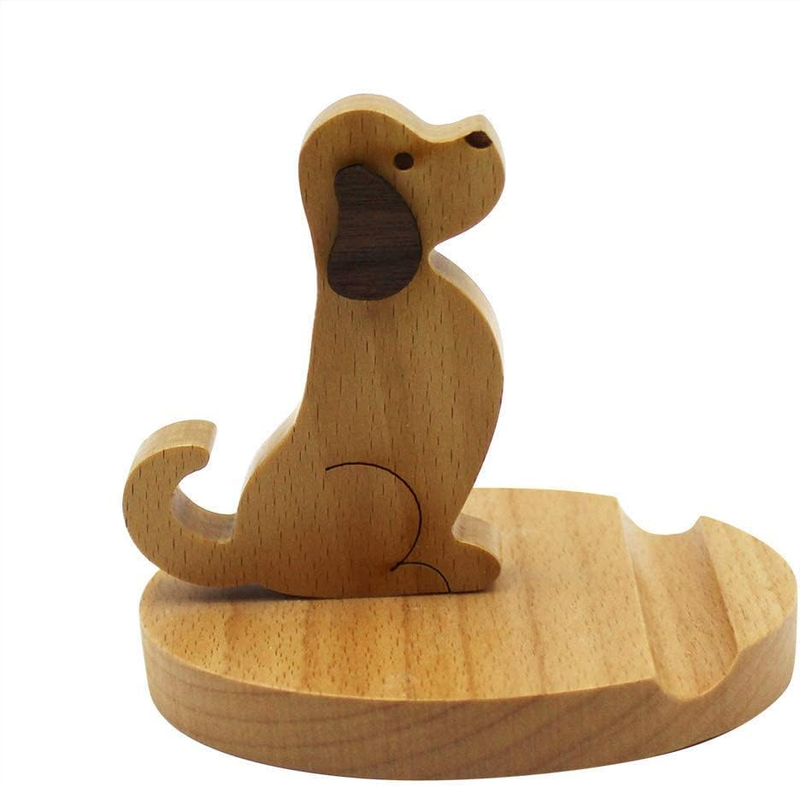Sevimli Köpek Cep Telefonu Tutucu Standı Ahşap Akıllı Telefon Masa Tutucu Tüm Cep Telefonları İçin Hayvan Telefon Standı Masa Süsü_voghion.com