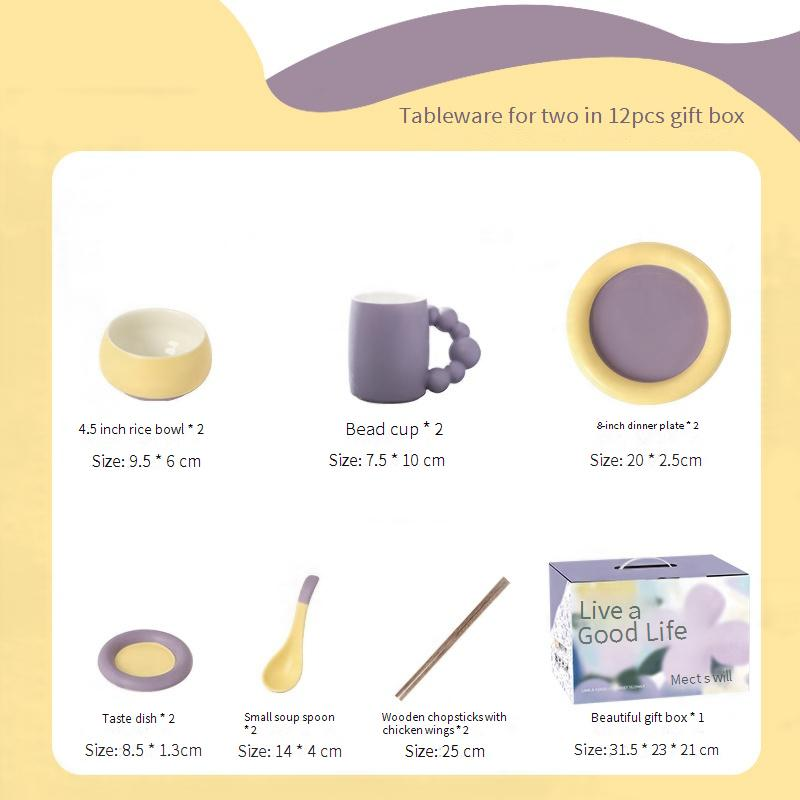 Macaron Pastel Ceramic Dinnerware Set Minimalist Bowls Plates Mugs Bakery Style Oven Safe Dishes Cream Color Tableware For Gift Daily Use_voghion.com