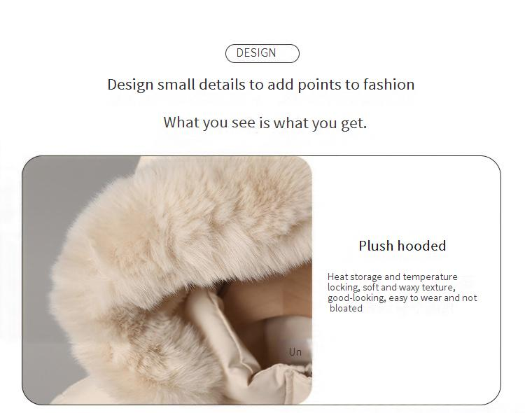Piumino corto da donna con cappuccio e bordo in pelliccia sintetica - Caldo cappotto invernale foderato in pile per capispalla casual e di piccola taglia, nei colori nero/beige/kaki/marrone_voghion.com