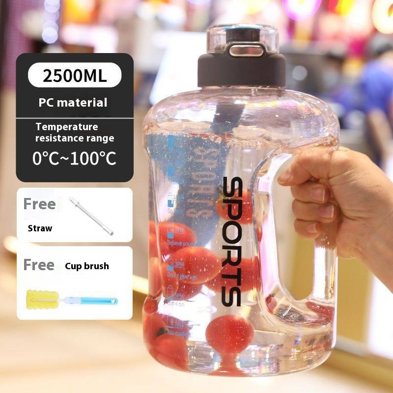 1.6L/2.5L/4L Large Capacity Sports Water Bottle – BPA-Free PC, Leak-Proof, With Carry Handle & Bonus Accessories (Brush, Strap, Straw)_voghion.com