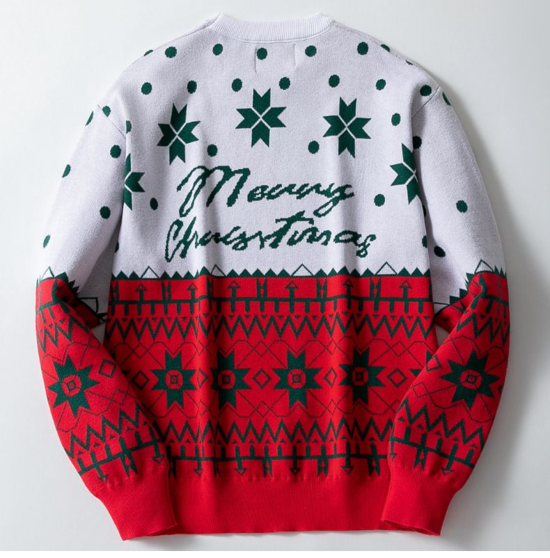 Men's Christmas Fair Isle Knit Sweater - Cozy Crewneck Pullover For Autumn/Winter - Trendy Streetwear Style (Green/White, Sizes M-3xl)_voghion.com