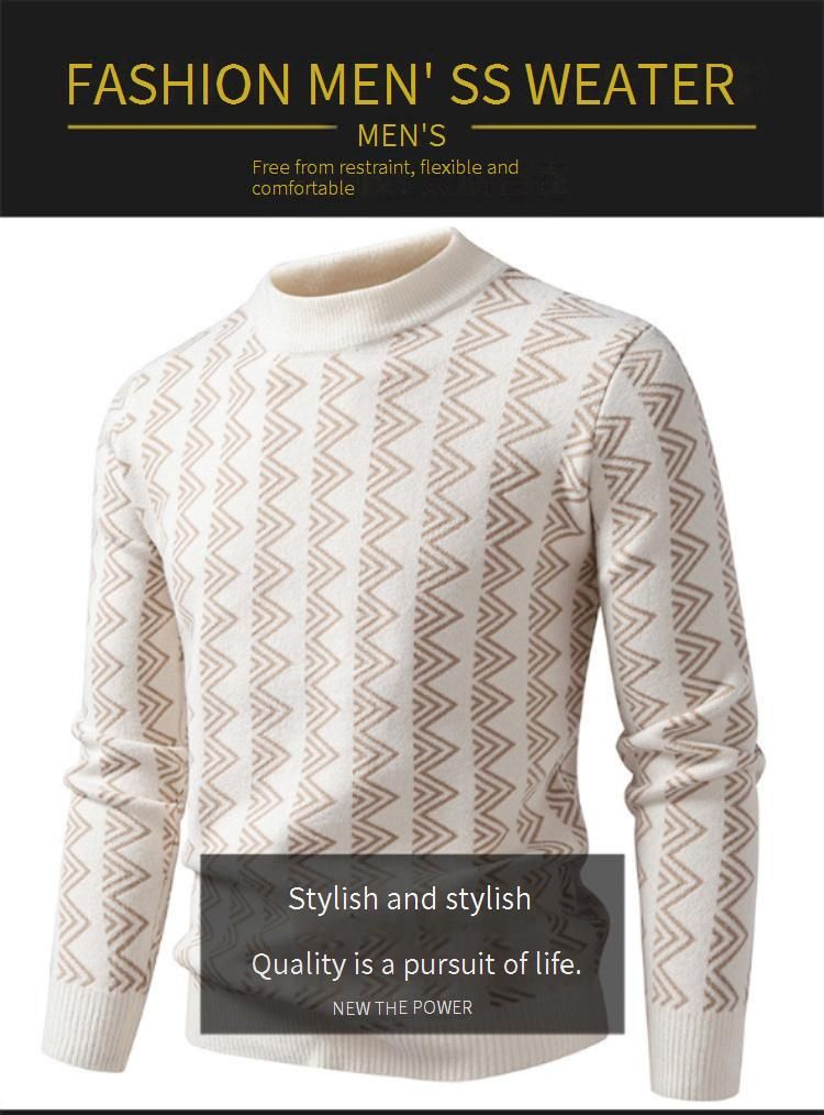 Men's Knit Sweater Semi-Turtle Neck Warm Winter Pullover Stretchable Polyester Casual Comfort Fit Sizes M-4XL_voghion.com