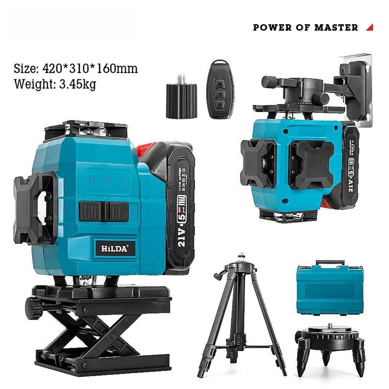 12-Line 3D & 16-Line 4D Green Laser Level – High-Precision Auto-Leveling For Tile, Wall & Floor Installation_voghion.com