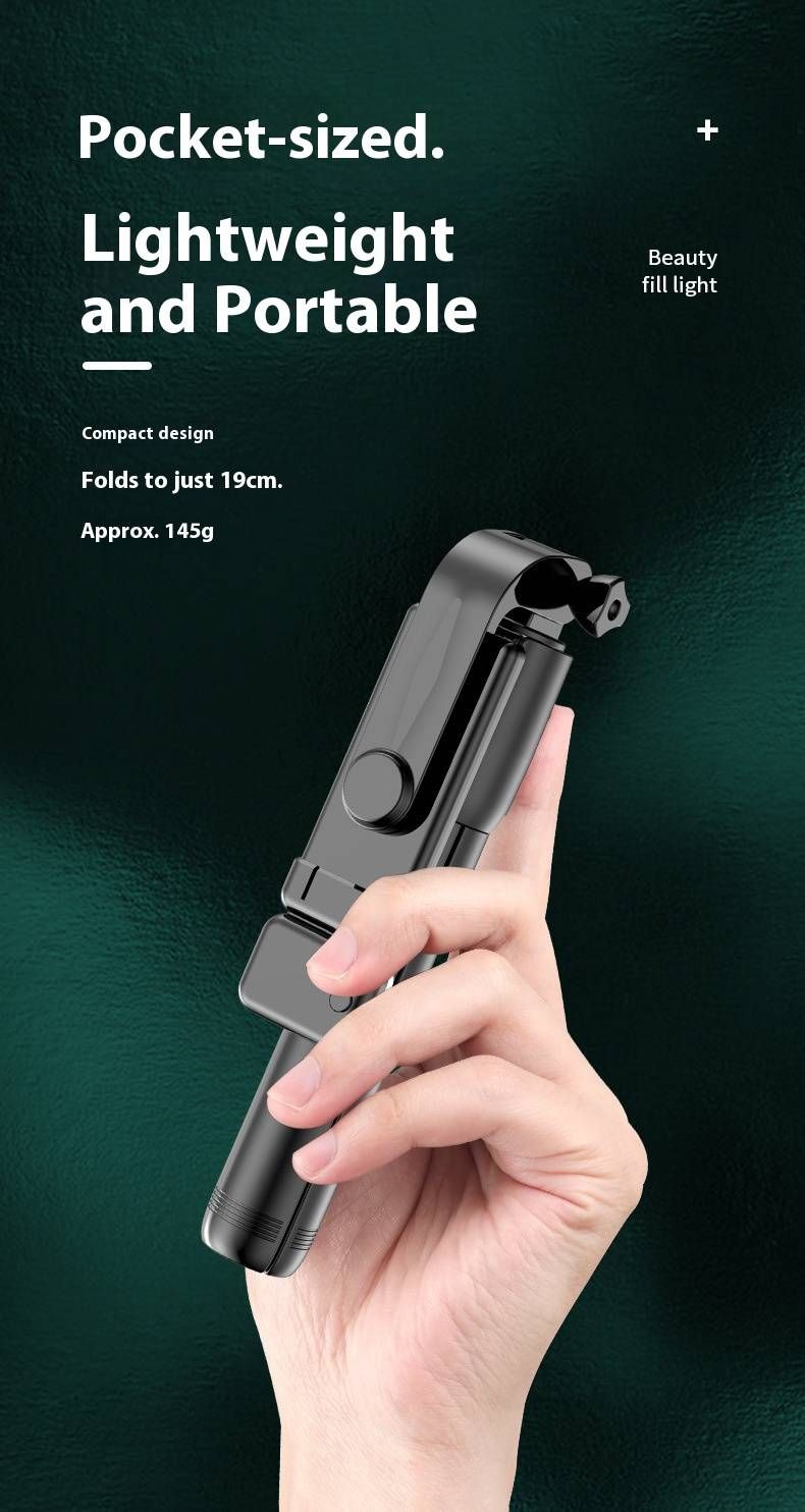 Adjustable Bluetooth Selfie Stick Tripod With Ring Light – Portable Phone Stand For Live Streaming, Vlogging & Perfect Group Shots_voghion.com