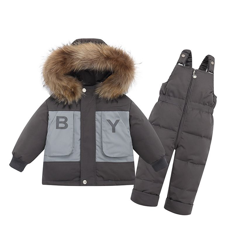 Stylish Baby Down Jacket Set – Hooded Coat & Snap-Crotch Pants (80-100cm, 4 Colors, 55% White Duck Down, Korean Trendy)_voghion.com