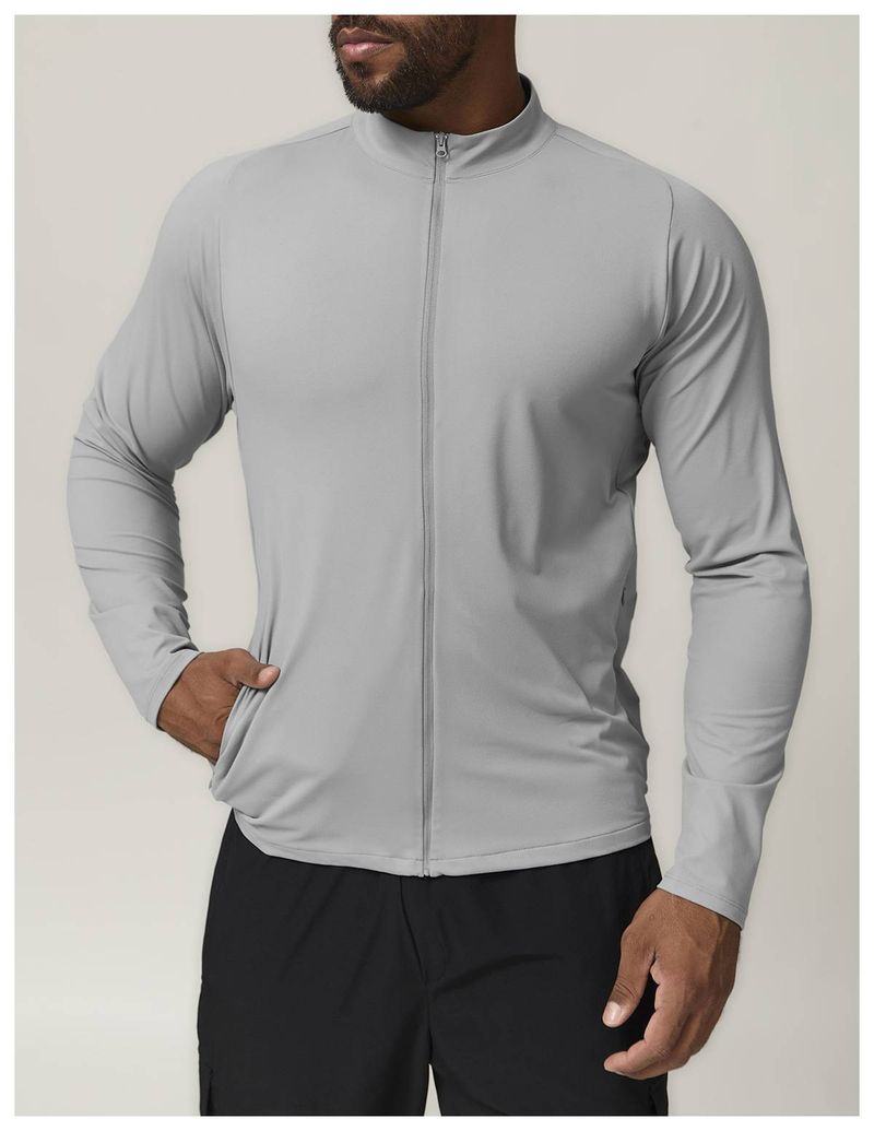 SwayneMen's Stand-up Collar Sports Fitness Jacket, Solid Color Outdoor Casual Home Commuting Warm Sweatshirt 1052_voghion.com