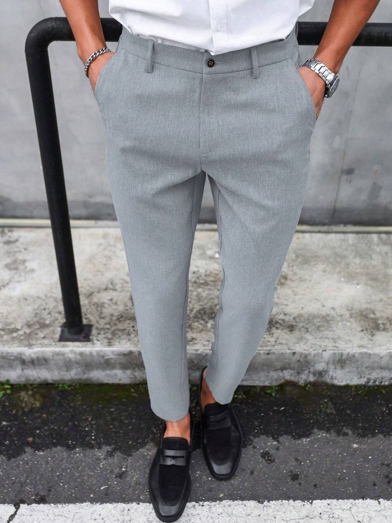 Pantaloni casual da uomo per l'autunno - Pantaloni business leggeri con vestibilità comoda e colori solidi ed eleganti_voghion.com