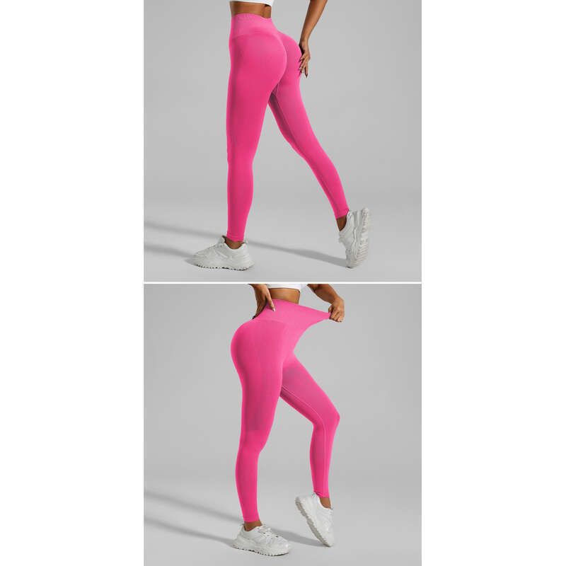 Naujos aptemptos, aukštu juosmeniu, moteriškos jogos kelnės su persikų ir klubų atspalviu, kūno spalvos._voghion.com