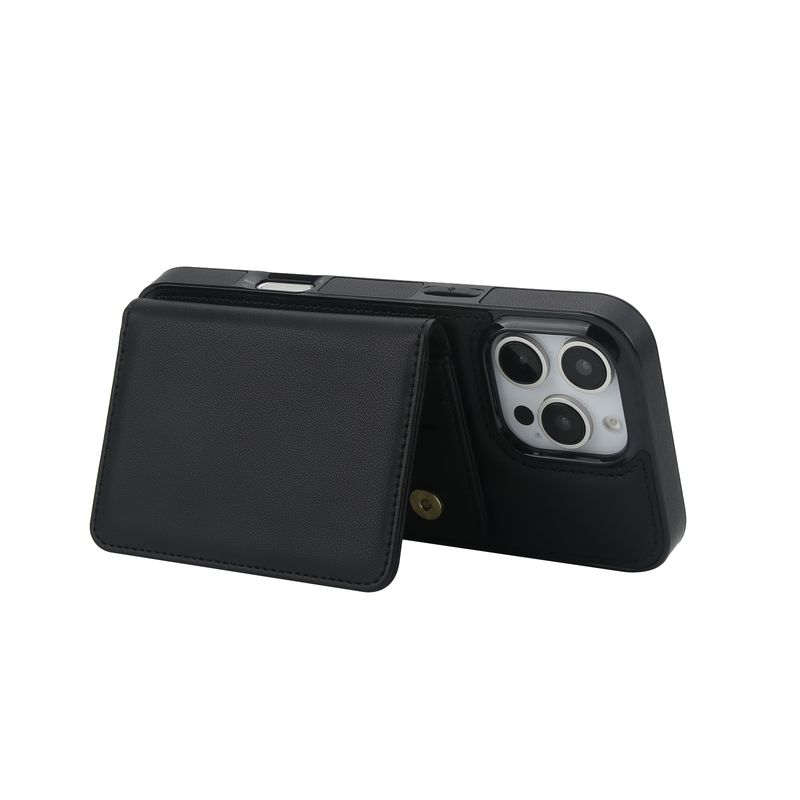 Custodia in pelle con chiusura magnetica per iPhone 16 Pro Max 14 15 Plus 13 12 11, porta carte con blocco RFID e tracolla._voghion.com