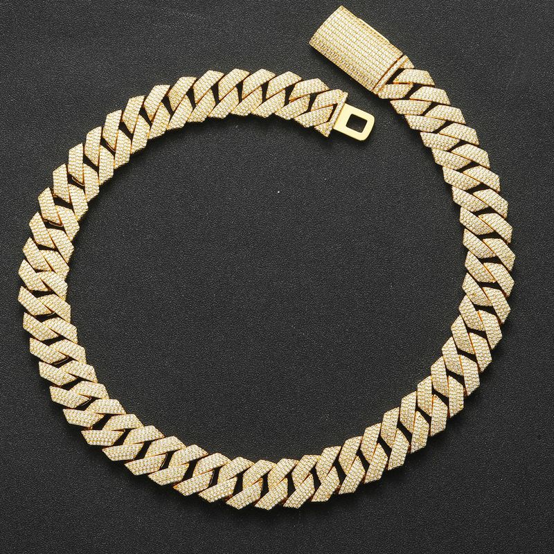 Meisa New Hip Hop 18MM Four Row Zircon Diamond Cuban Chain Personality Trend Necklace Men's Micro Inlaid Hip Hop Chain_voghion.com