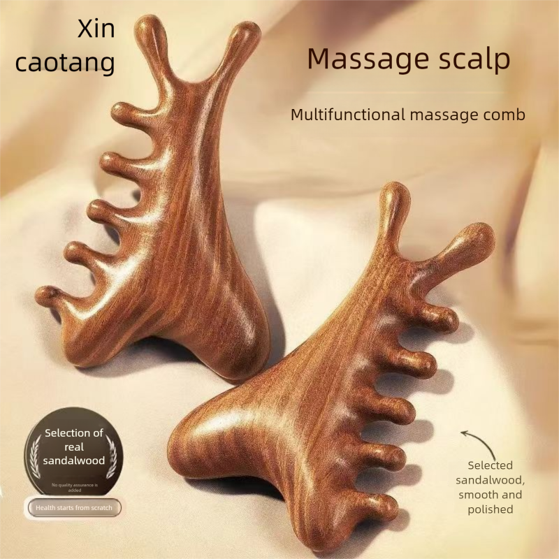 Xincaotang 4-in-1 Massage Gua Sha Finger Meridian Head Neck Triangle Comb Multi-Functional_voghion.com