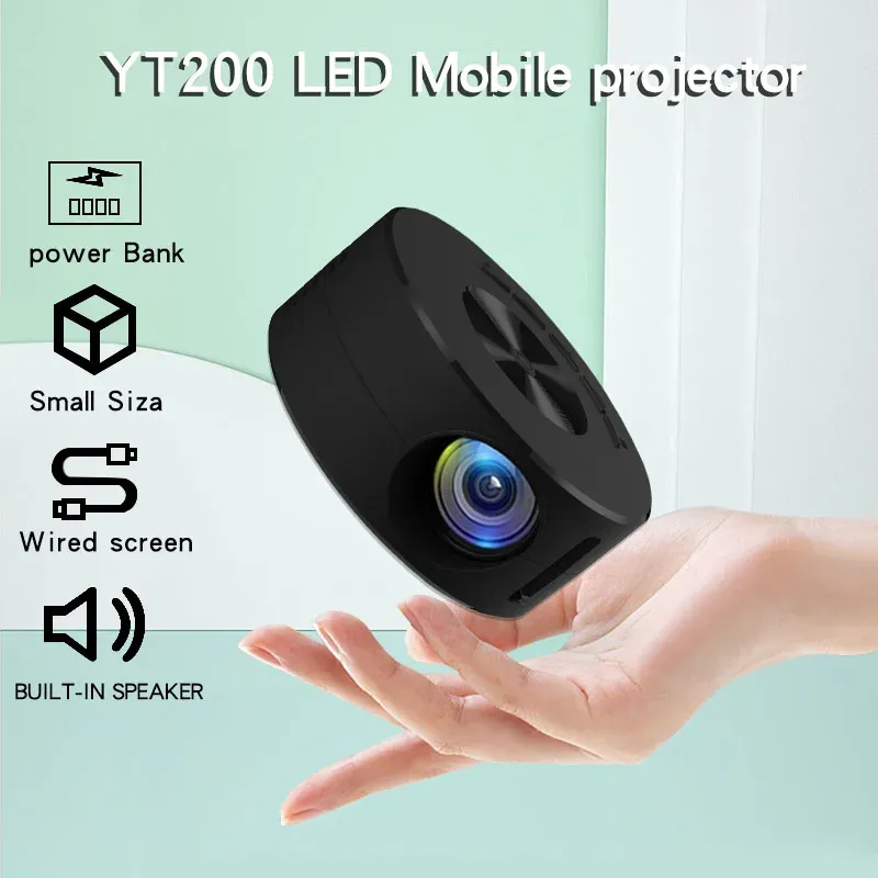 Mini projecteur LED YT200 pour home cinéma, vidéo mobile 1080p, synchronisation USB, écran pour smartphone_voghion.com