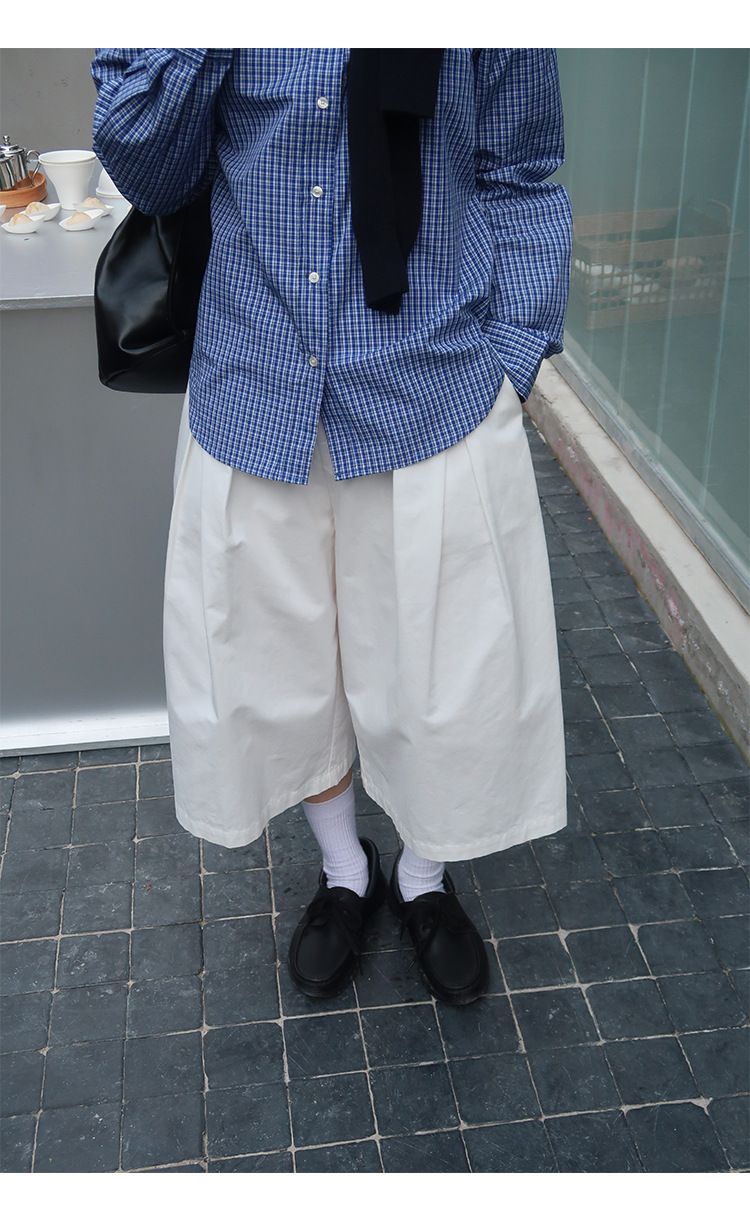 Shijian Intellectuals Miu Series Πουκάμισο με Πλατφόρμα και Σχέδιο, Απλό, Χαλαρό Σιλουέτα, Μακρυμάνικο Μπλούζα, Μοντέρνο 00159_voghion.com