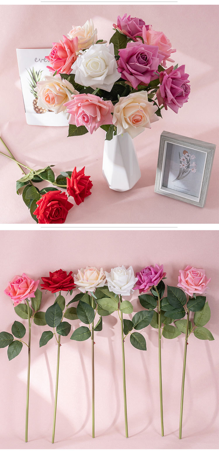 Fiori artificiali e secchi Luce decorativa e luna Sensazione umida Rosa arricciata Fiori artificiali per fioristi e piante verdi_voghion.com