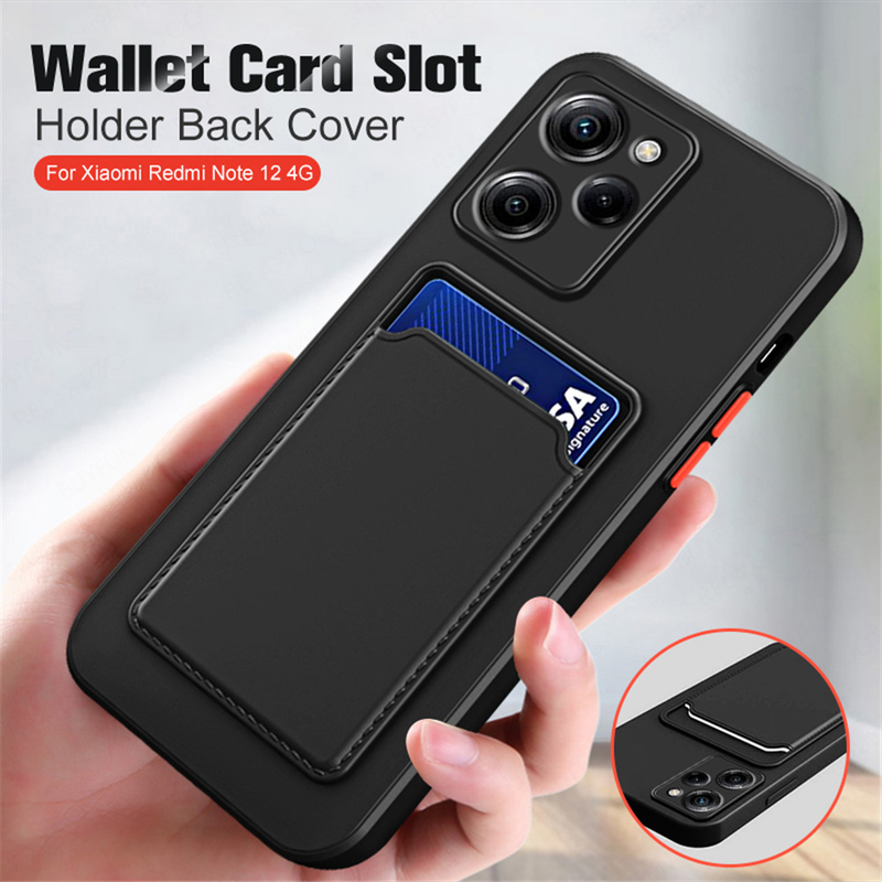 Silicone Soft Card Wallet Back Case For Xiaomi Redmi Note 12 4G Note12 5G Readmi Redme 12C Camera Shockproof Cover Coque Capas_voghion.com