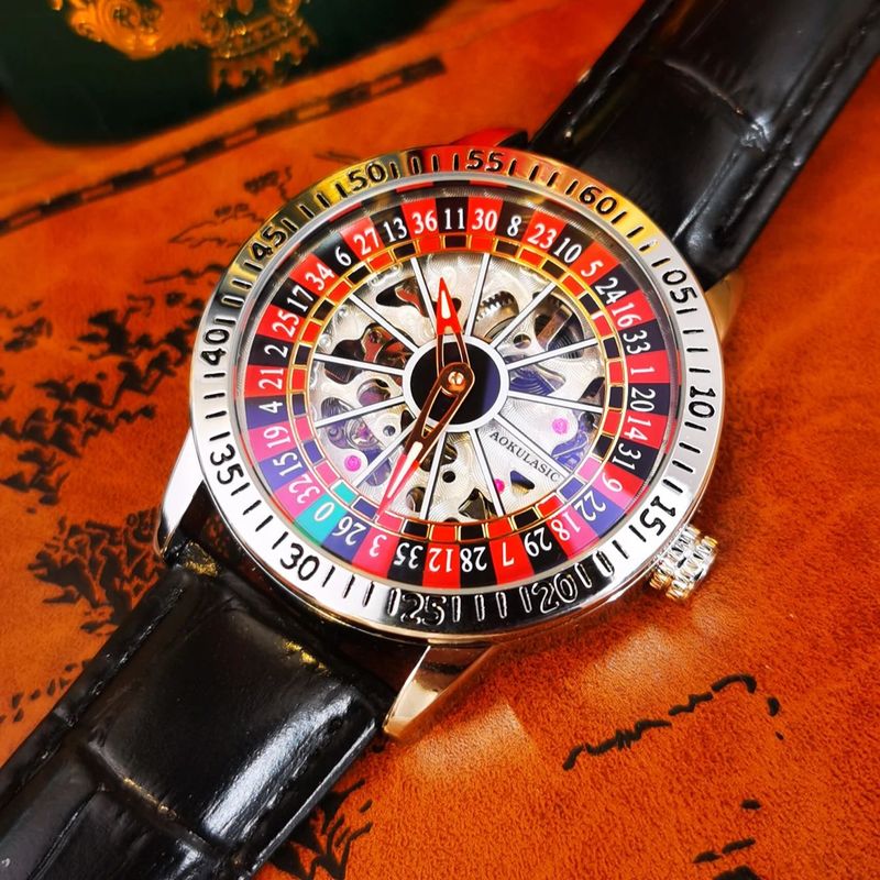 Fashion Rotatable Inner Dial Skeleton Mechanical Watch For Men Luminous Hands Steel Leather Band Automatic Watches_voghion.com
