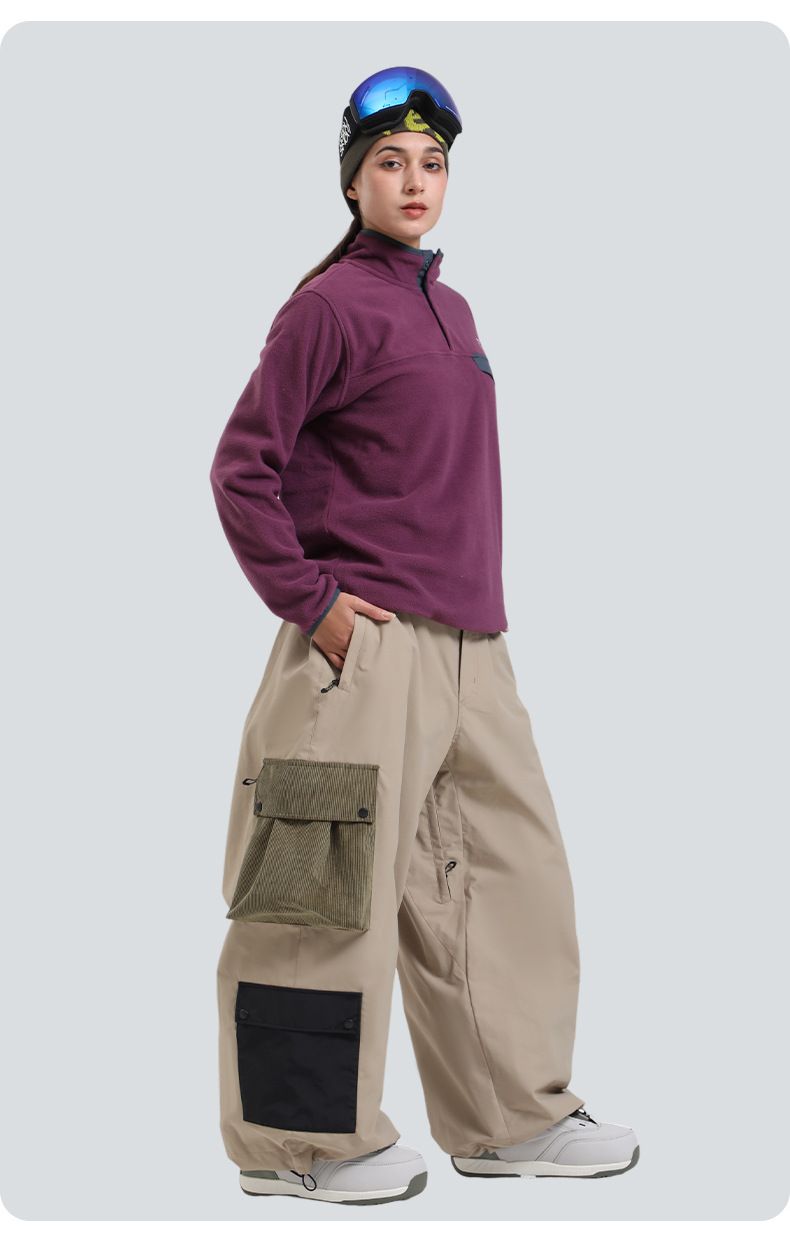 Wasserdichte Unisex-Schneehose mit mehreren Taschen – Winddichte, atmungsaktive Skihose mit weitem Bein für Damen und Herren_voghion.com