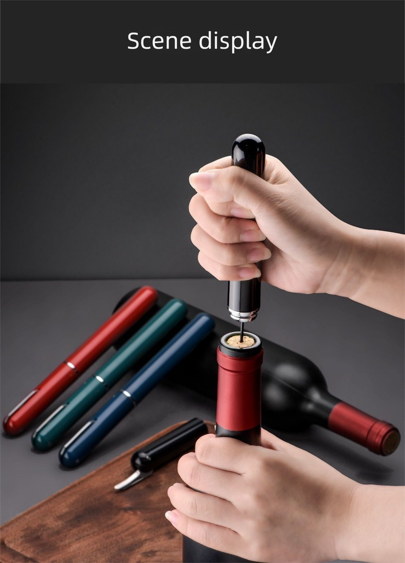 Red Air Pressure Pen-Shaped Professional Magic Corkscrew High-End Wine Opener_voghion.com