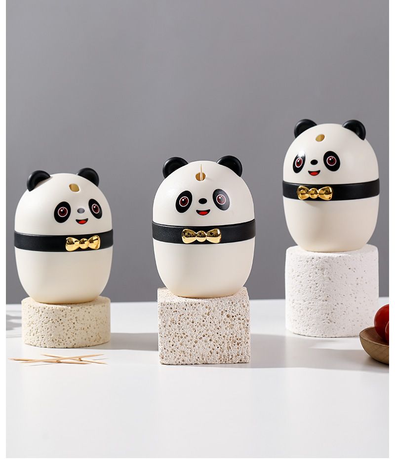 Automatischer Pop-up-Halter, hochästhetischer Heimgebrauch, personalisierte kreative süße Tube Barrel Jar Panda Zahnstocherbox_voghion.com