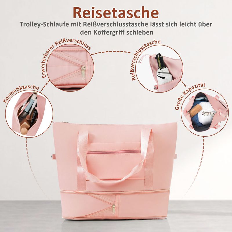 Ensemble de valises rigides en ABS rose avec roulettes pivotantes et cadenas, tailles M-L-XL, trousse de toilette incluse_voghion.com