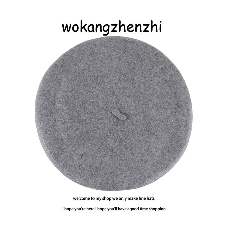 Wełniany beret damski Ishihara Satomi beret w tym samym stylu jesienno-zimowy wełniany beret retro niebieska czapka malarza_voghion.com