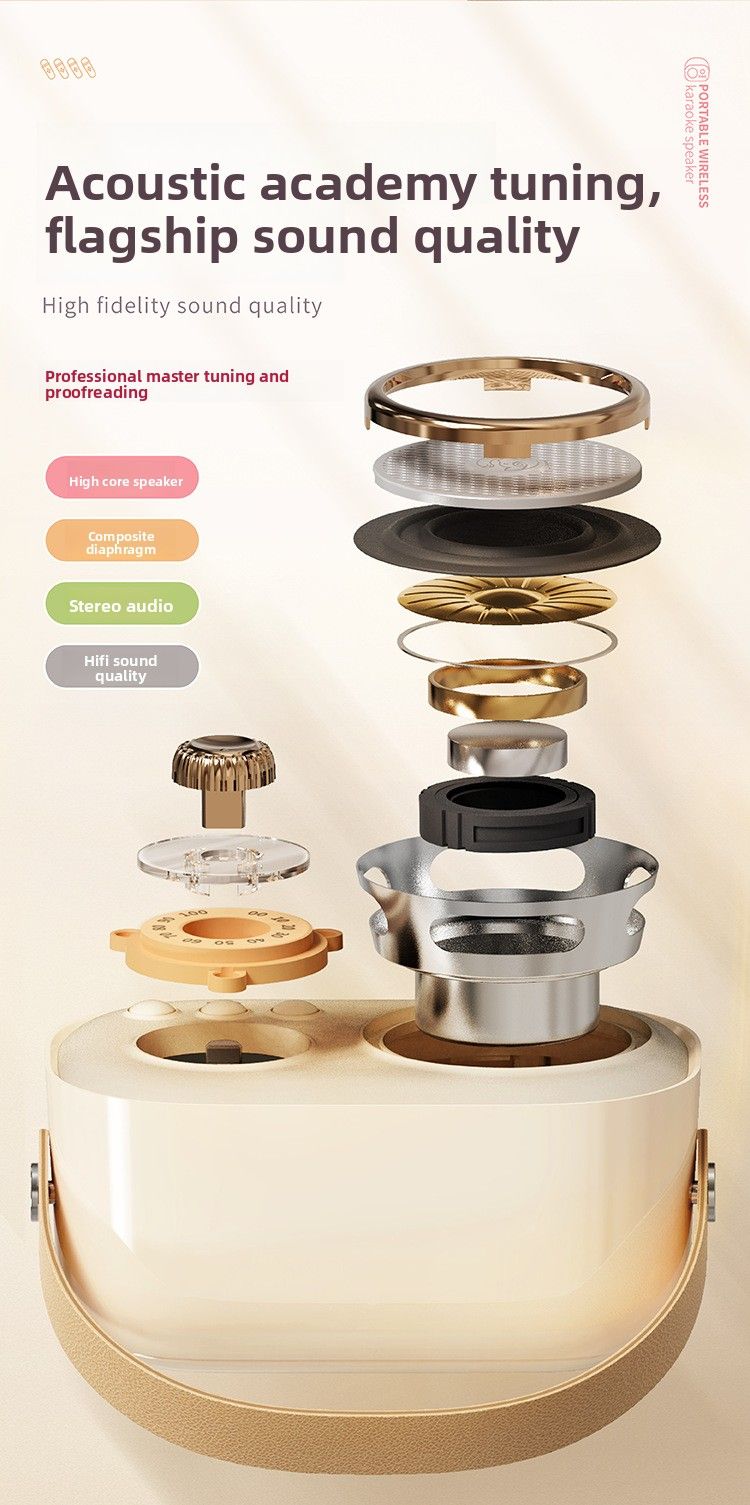 【Alta calidad】 Nuevo C20 Mini Bluetooth Karaoke Home Entretenimiento al aire libre Micrófono inalámbrico Altavoz_voghion.com
