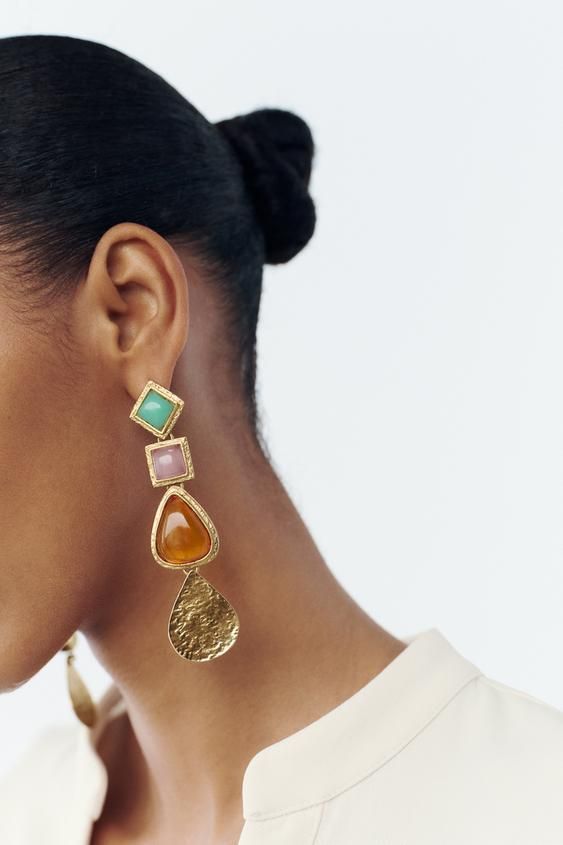 Orecchini in lega di gemme in stile palazzo retrò, orecchini in resina colorata di alta qualità per le donne_voghion.com