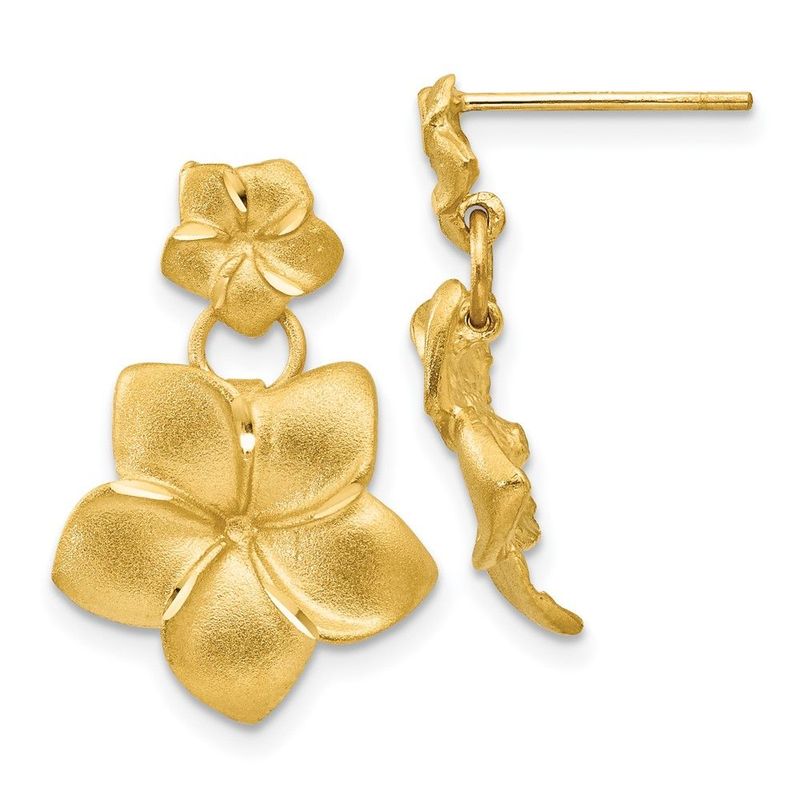 14k Plumeria Dangle Earrings_voghion.com