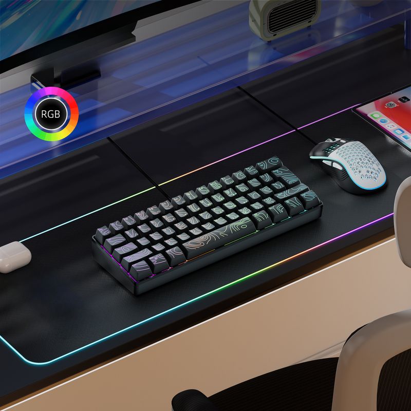 G61 Contour Keycap Transparent Keyboard RGB Luminous Compact Membrane Keyboard Desktop Computer Keyboard Factory_voghion.com