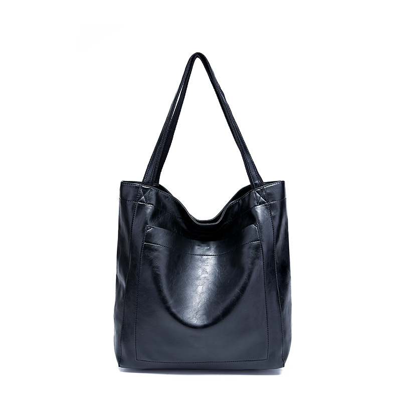 Retro oil wax leather simple all-in-one tote commuter women's bag shoulder bag_voghion.com
