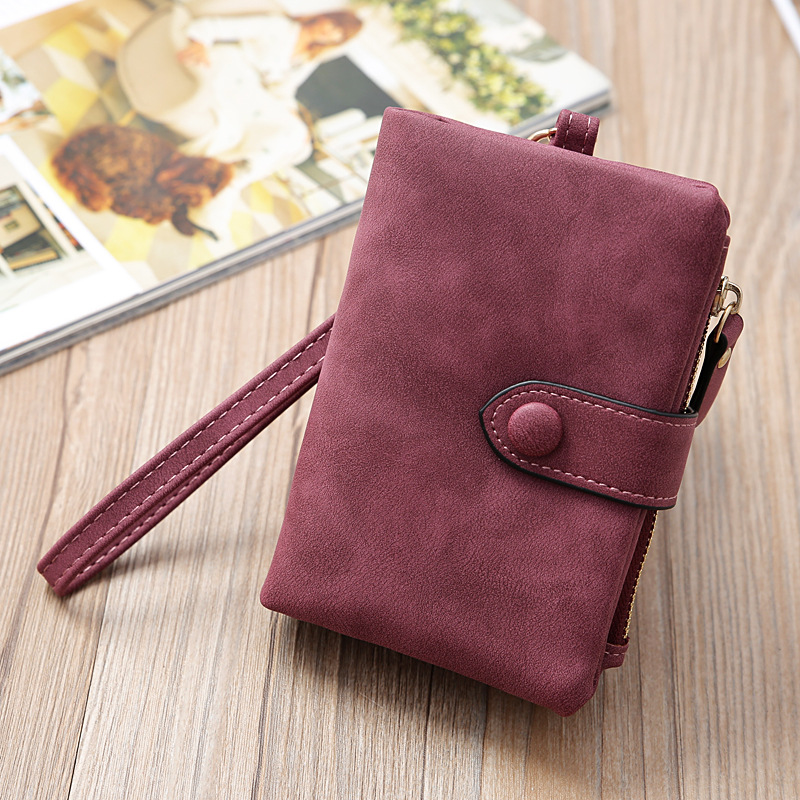 Portamonete piccolo con pochette lunga con cerniera lunga da donna, portafoglio corto opaco retrò in nuova versione coreana_voghion.com